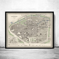Old Map of Brussels Belgium 1860 Vintage Map | Vintage Map Wall Art Print