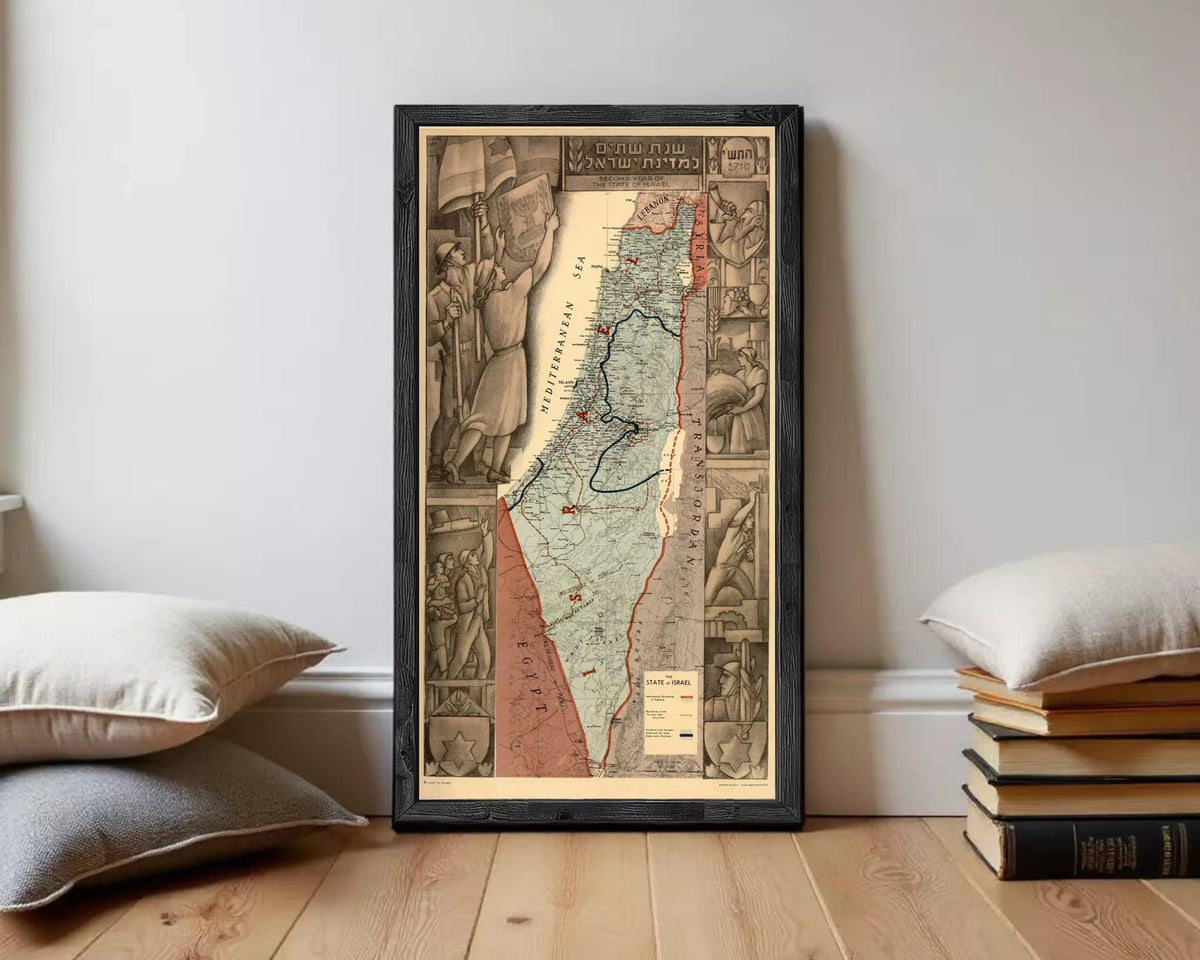 Old Map of Israel and Palestine boundaries 1950 – OldCityPrints ...