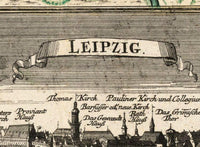 Old Map of Leipzig with gravures , Germany Deutshland 1735 | Vintage Map Wall Art Print