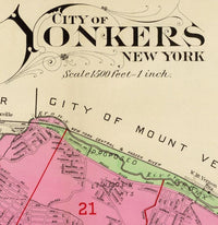 Old Map of Yonkers City New York  1907 Vintage Map | Vintage Map Wall Art Print
