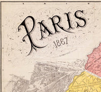 Old Map of Paris 1867 France Vintage Paris Plan  | Vintage Map Wall Art Print