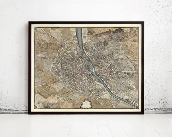 Old Map of Paris 1739 Turgot Map Vintage Map of Paris | Vintage Map Wall Art Print
