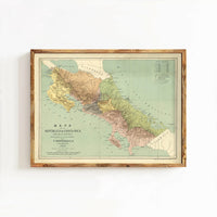 Old Map of Costa Rica 1889 Vintage Map | Vintage Map Wall Art Print
