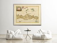 Old Map of Crete Island Greece Creta 1670 Vintage Map | Vintage Poster Wall Art Print |