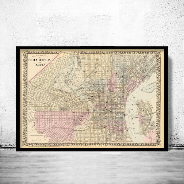 Old Map of Philadelphia 1880 Vintage Map | Vintage Map Wall Art Print