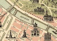 Old Map of Lyon France 1894 Vintage Map of Lyon | Vintage Map Wall Art Print