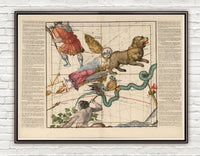 Celestial Map 1693 astrologycal map (six plates)  | Vintage Map Wall Art Print | Large Poster Print | Home Decor Wall Art