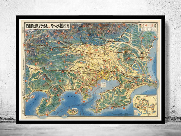 Old Map of Tokyo Japan 1932 Vintage Map of Tokyo | Vintage Map Wall Art Print