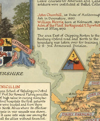 Old OxfordShire Map 1940 Oxford Vintage Map OxfordShire | Vintage Map Wall Art Print