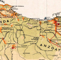 Old Map of Venezuela 1920 Vintage Map | Vintage Map Wall Art Print