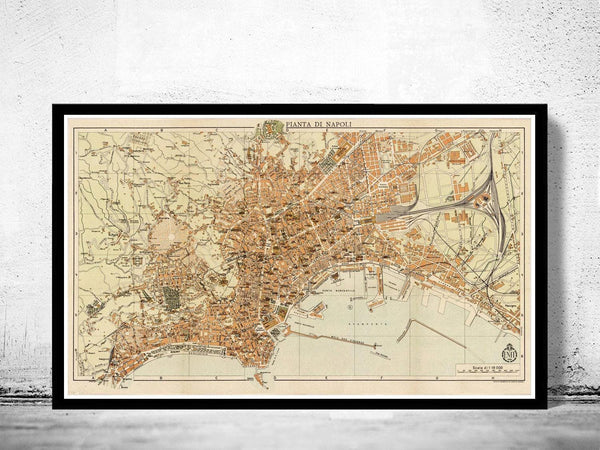 Old Map of Napoli Naples 1930 Antique Vintage Italy  | Vintage Map Wall Art Print