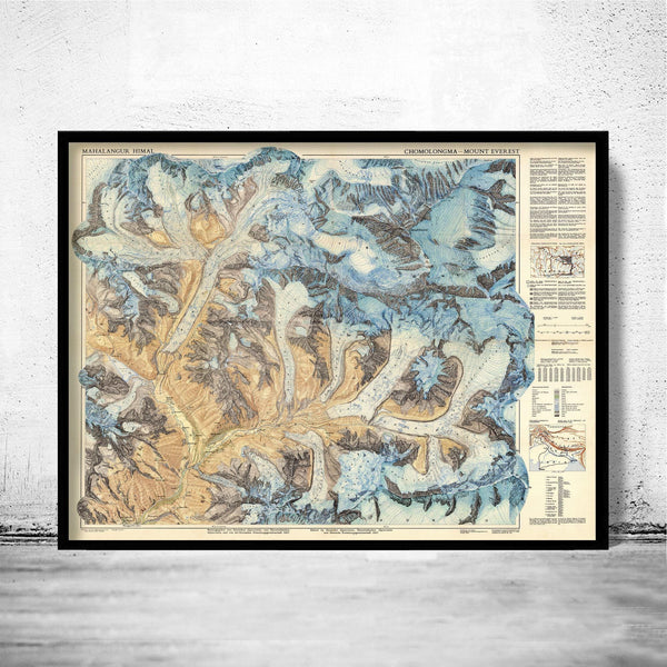Old Map of Mount Everest Vintage Map | Vintage Map Wall Art Print