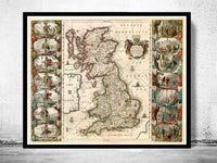 Old Map of United Kingdom Great Britain 1642 Antique British Isles Map | Vintage Map Wall Art Print  | | Large Map Print