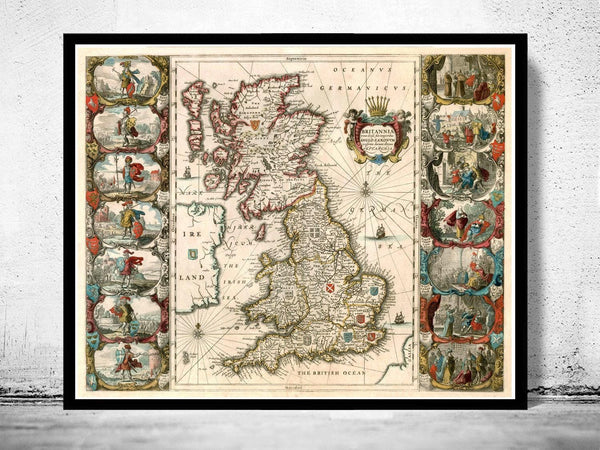 Old Map of United Kingdom Great Britain 1642 Antique British Isles Map | Vintage Map Wall Art Print  | | Large Map Print