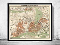 Old Map of Hamburg and Altona Germany 1880 Vintage Map | Vintage Map Wall Art Print