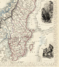 Old Map of Norway and Sweden 1851 Scandinavia Antique Baltic Sea Vintage Map | Vintage Map Wall Art Print | Large Map Print