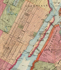 Old Map of New York and Manhattan Bronx Brooklyn 1874 Vintage Map  | Vintage Map Wall Art Print