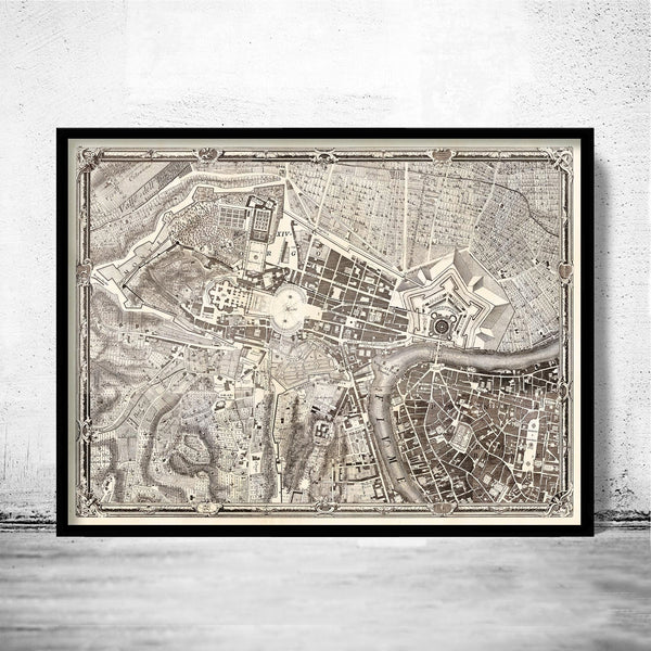 Old Map of Vatican Rome Italy 1748 Vintage Map of Vatican City | Vintage Map Wall Art Print