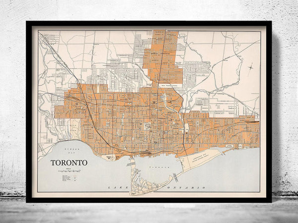 Old Map of Toronto Canada 1915 Vintage MAp | Vintage Map Wall Art Print