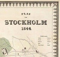 Old Map of Stockholm Sweden 1844 Vintage Map  | Vintage Map Wall Art Print