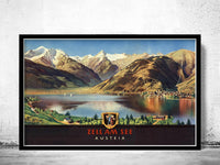 Vintage Poster of Austria Zell Am See, Travel Poster  | Vintage Map Wall Art Print | Large Poster Print | Home Decor Wall Art
