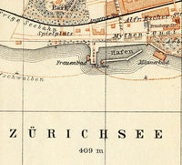 Old Map of Zurich Switzerland 1913 Vintage Map | Vintage Map Wall Art Print