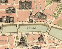 Old Map of Lyon France 1894 Vintage Map of Lyon | Vintage Map Wall Art Print