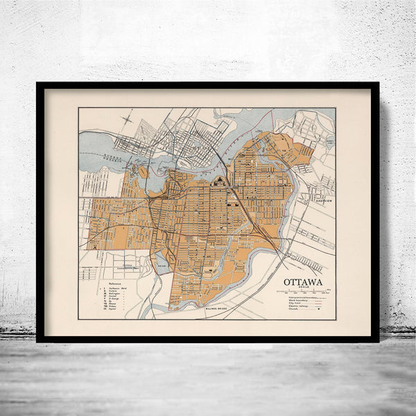 Old Map of Ottawa Canada 1915 Vintage Map | Vintage Map Wall Art Print