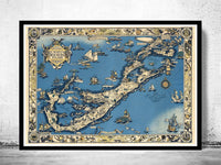 Old Map of Bermuda Islands 1930 Wall Map Print Vintage Map | Vintage Map Wall Art Print