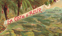 Old Map of Cote D Azur France 1925 Vintage Map | Vintage Map Wall Art Print