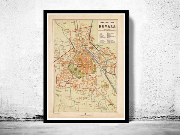 Old Map of Novara Italy 1930 Vintage Map of Novara Italia | Vintage Map Wall Art Print