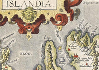 Old Map of Iceland islandia 1542 Island Sea Monsters Vintage Map | Vintage Map Wall Art Print