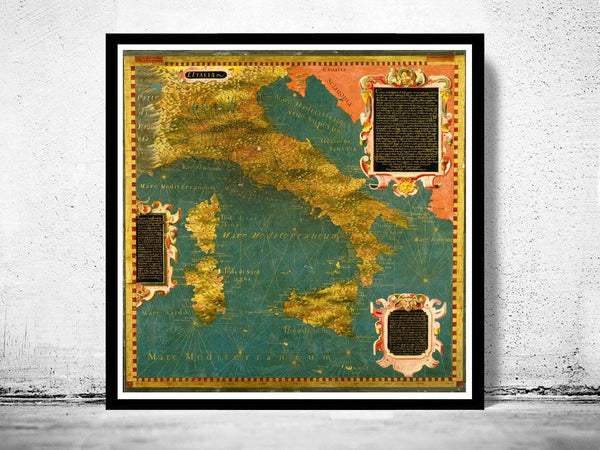 Old Map of Italy 1578  | Vintage Map Wall Art Print