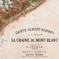 Vintage Map of Mont Blanc Massif Monte Bianco 1924 Chamonix, Martigny | Vintage Map Wall Art Print