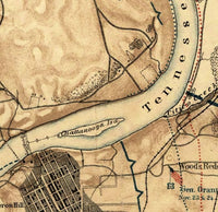 Old Map of Chattanooga Tennessee 1863 Vintage Map | Vintage Map Wall Art Print