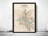Old Map of Canberra City Australia 1918 Vintage Map | Vintage Map Wall Art Print