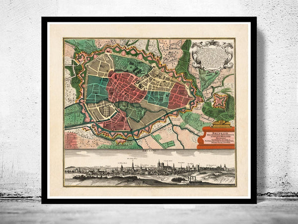 Old Map of Brussels Bruxelles Belgium 1735 Vintage Map | Vintage Map Wall Art Print
