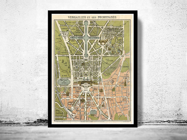 Old Map of Versailles  France 1920  | Vintage Map Wall Art Print