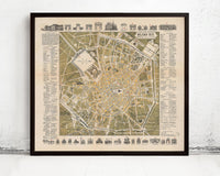 Old Map of Milan Milano 1871  Italy  | Vintage Map Wall Art Print