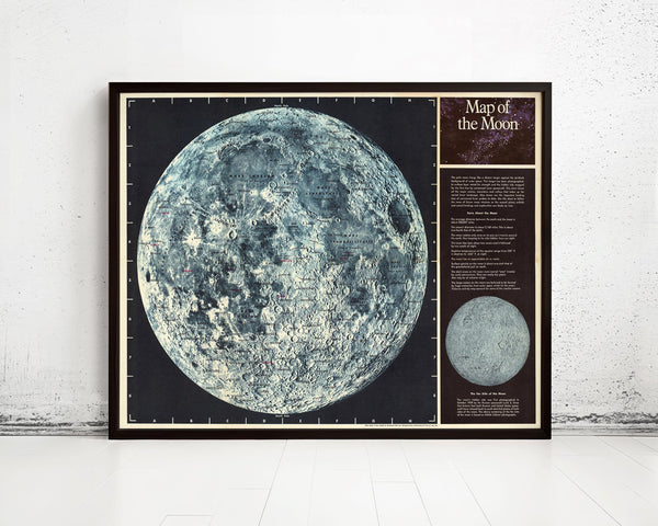 Old Map of The Moon 1969 Vintage Map of The Moon Poster| Vintage Map Wall Art Print | Large Poster Print | Home Decor Wall Art