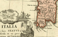 Old Map of Italy 1742 italia Vintage Map Italy | Vintage Map Wall Art Print