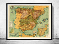 Old Map of Spain 1900  | Vintage Map Wall Art Print