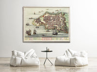 Old Map of Valletta Malta 1705 vintage Map | Vintage Map Wall Art Print
