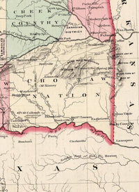Old Map Oklahoma Indian Territory 1869 United States of America  | Vintage Map Wall Art Print