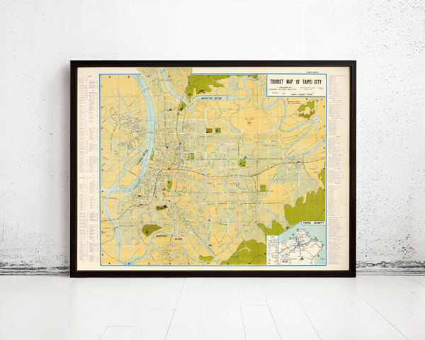 Old Map of Taipei Taiwan Touristic Guide Map | Vintage Map Wall Art Print