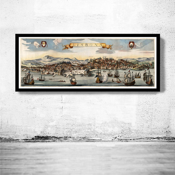 Old Map of Lisbon Lisboa Portugal 1670 Vintage Map  | Vintage Map Wall Art Print