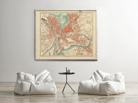 Old Map of Geneve Switzerland 1908 Vintage Map | Vintage Map Wall Art Print