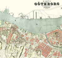 Old Map of Gothenburg Göteborg  Sweden 1888 Vintage Map | Vintage Map Wall Art Print
