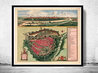 Old Map of Gdansk Danzig Poland 1687 Vintage Map | Vintage Map Wall Art Print