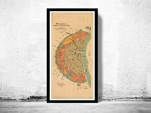 Old Map of Koln Cologne Germany 1888 Vintage Map | Vintage Map Wall Art Print